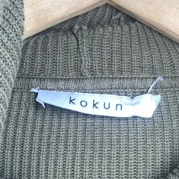 Kokun Women’s Green Knit Hoodie Medium Ribbed Pullover Sporty Athleisure - Picture 2 of 13